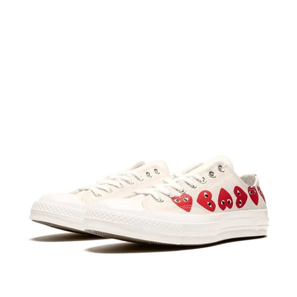 NWOB Comme Des Garçons Play x Converse Chuck 70 Ox "Multi Hearts White" Sneakers - Picture 2 of 14